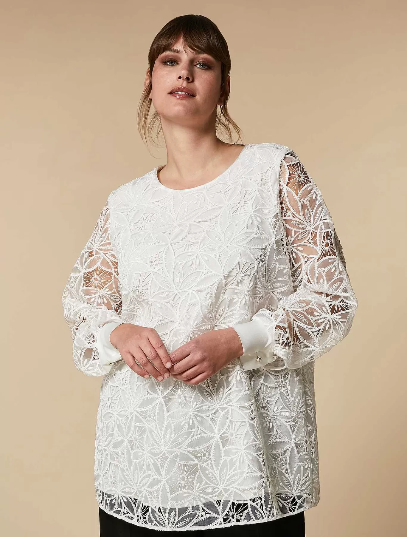 Outlet Blouse En Organza Brodee Femmes Blouses Et Chemises