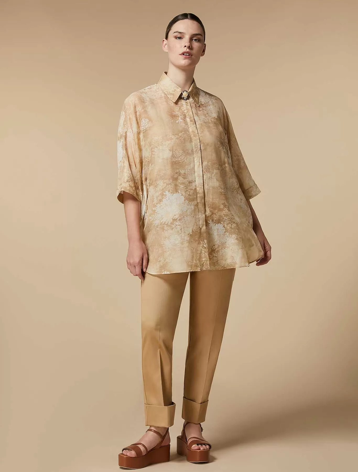Fashion Chemise En Voile Imprime Femmes Blouses Et Chemises