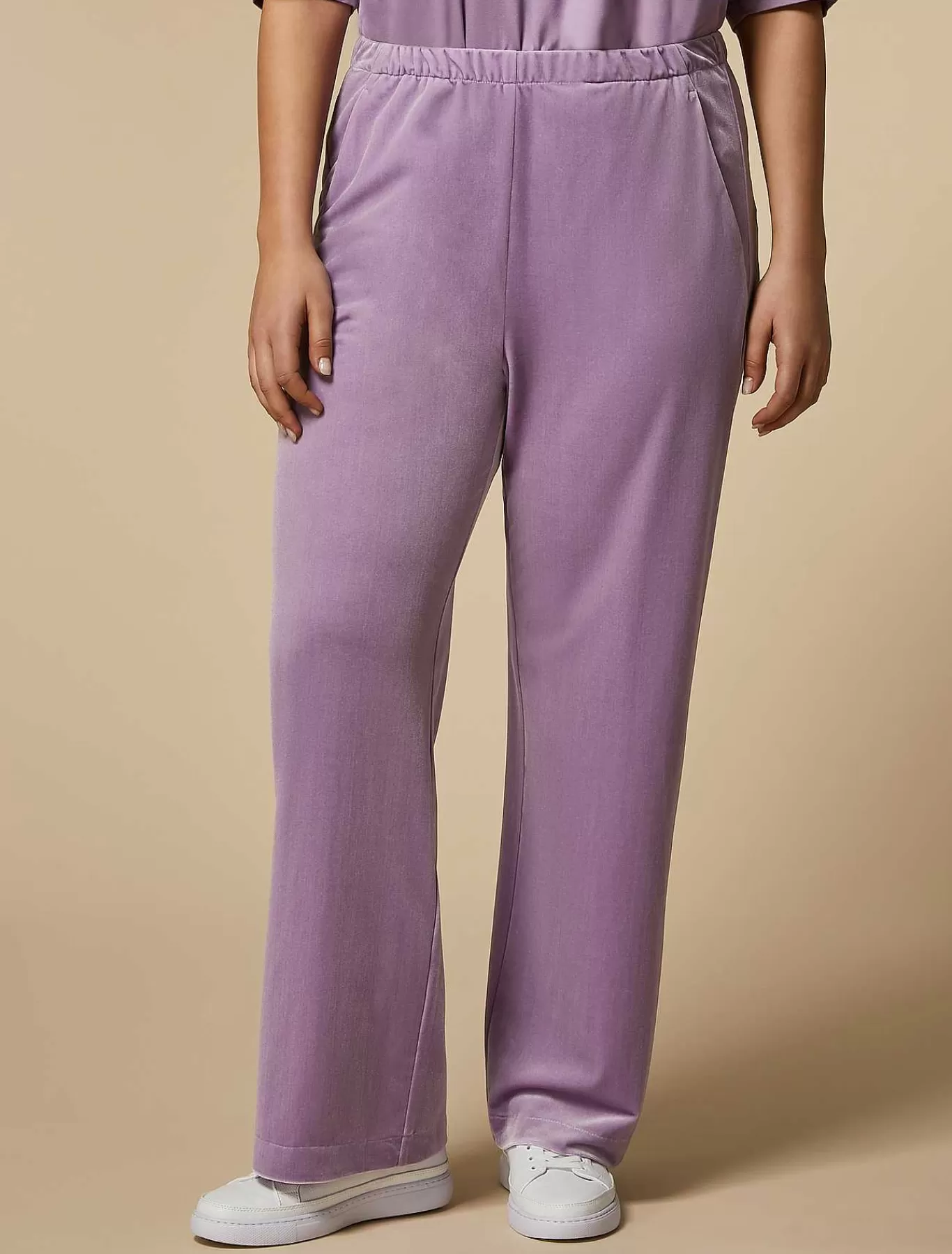 New Pantalon En Jersey De Velours Femmes Pantalon