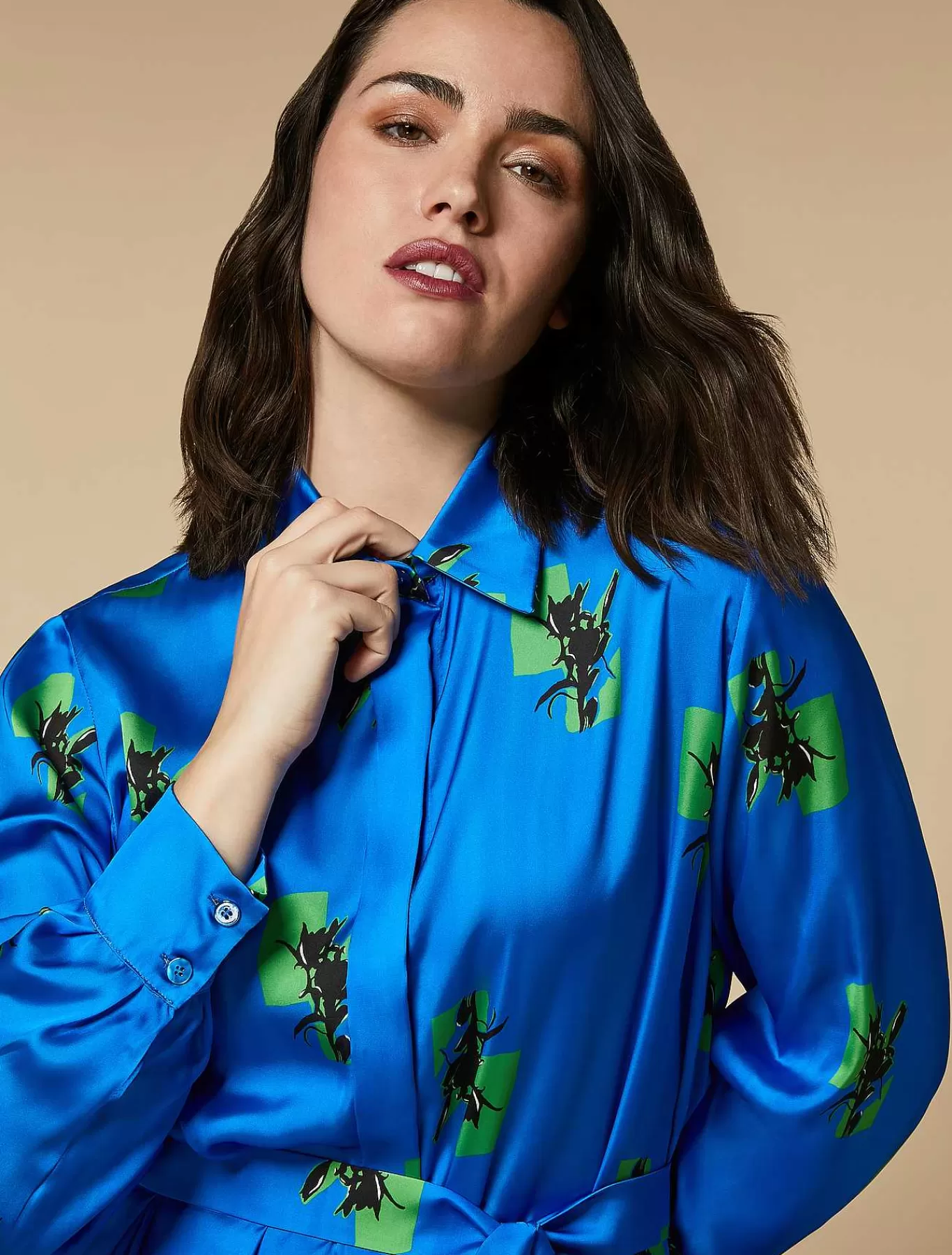Cheap Robe Chemise En Satin Imprime Femmes Robes