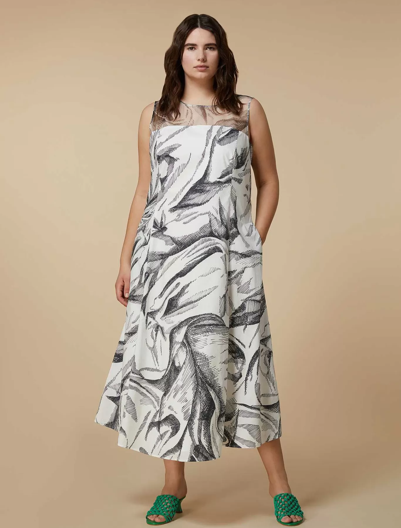 New Robe En Popeline Et Organza De Soie Femmes Robes
