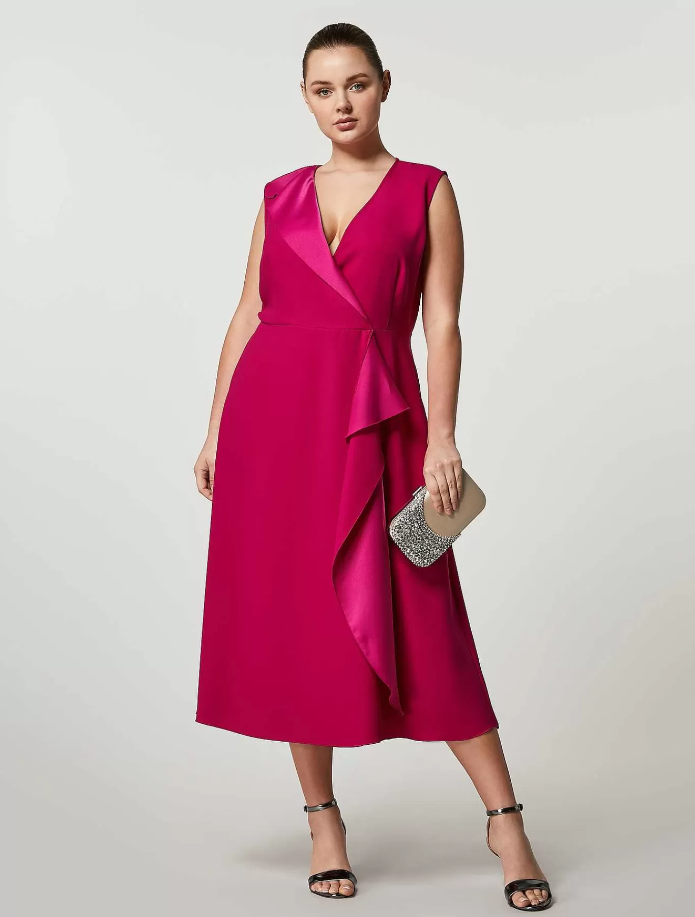 New Robe Envers En Crepe Satine Femmes Robes