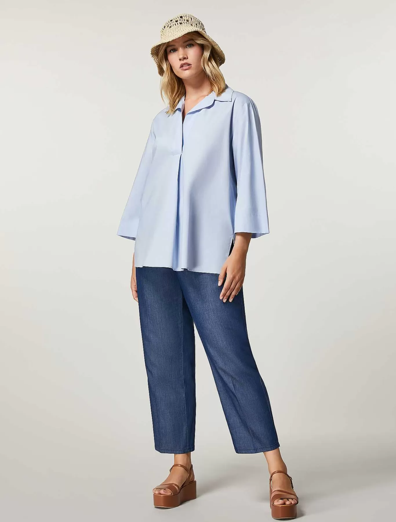 Best Sale Tunique En Popeline De Coton Femmes Blouses Et Chemises